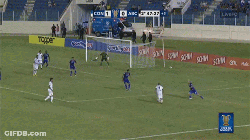 A Soccer Game Is Being Played With A Score Of 1 To 0 GIF