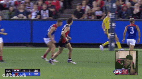 A Soccer Game Is Being Played With A Score Of 3 To 2 GIF