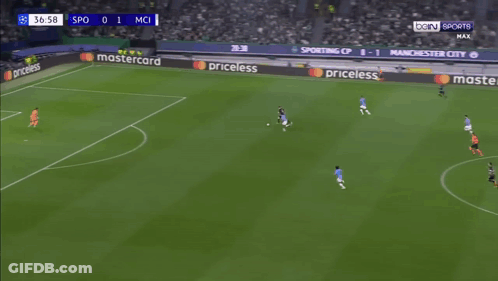 A Soccer Game Is Being Played With Qatar Airways On The Sidelines GIF