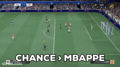 A Soccer Game Is Being Played With The Words Chance > Mbappe GIF