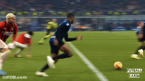 A Soccer Game Is Being Played With The Words Futball Karim On The Bottom GIF