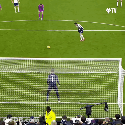 A Soccer Game Is Being Shown On TV And The Goalie Has The Number 1 On His Jersey GIF