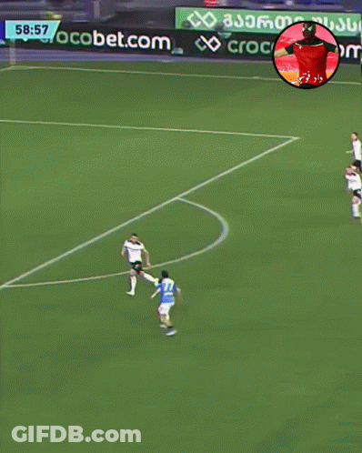 A Soccer Game Is Underway With The Time Of 58:59 On The Clock GIF
