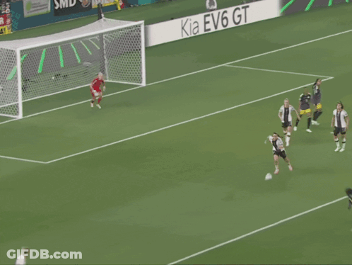 A Soccer Game With A Sign That Says " Ist Die Burger Sind " GIF