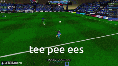 A Soccer Game With The Words Tee Pee Ees On The Bottom GIF
