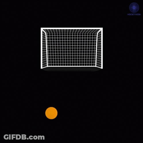 A Soccer Goal With The Word Goal In Blue Letters GIF
