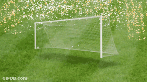 A Soccer Goal With The Word Goal Written On The Net GIF
