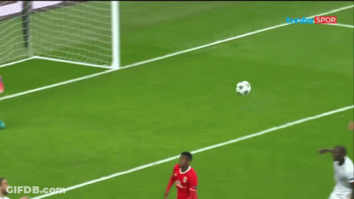 A Soccer Goalie Dives To Catch A Ball In Front Of A Nissan Sign GIF