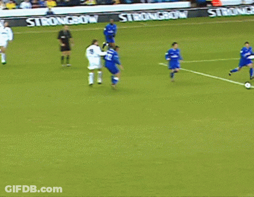A Soccer Goalie Is Diving To Catch A Ball In The Goal GIF