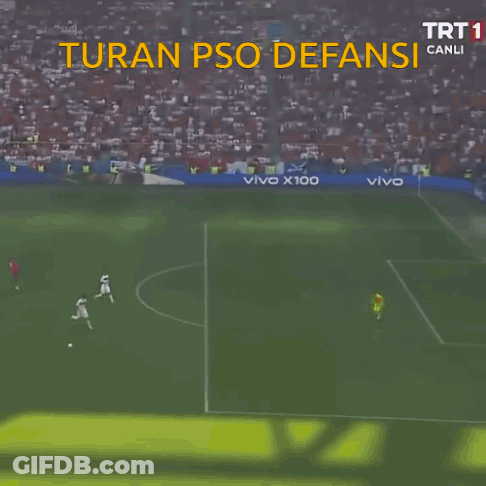 A Soccer Goalie Is Diving To Catch A Ball With The Words Turan Psq Defansi In The Background GIF