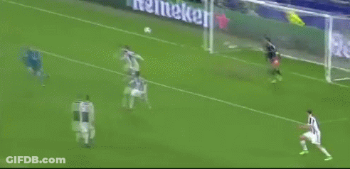 A Soccer Goalie Stands In Front Of A Banner That Says Unicredit On It GIF