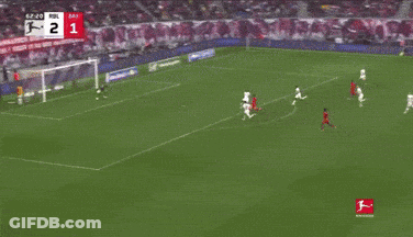 A Soccer Player Celebrates A Goal During A Game With A Score Of 2 To 1 GIF