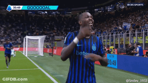 A Soccer Player Celebrates A Goal With Cbs Sports GIF