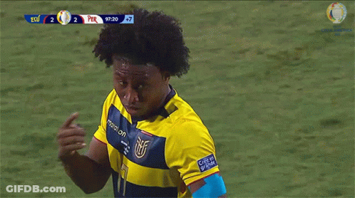 A Soccer Player Giving The Middle Finger During A Match Between Peru And Ecu GIF