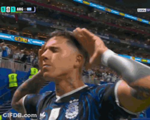 A Soccer Player Holds His Hands To His Head During A Game GIF