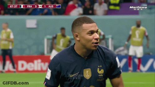 A Soccer Player In A Blue Jersey With A French Rooster On It GIF