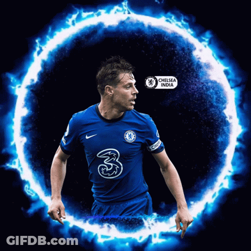 A Soccer Player In A Blue Jersey With The Number 3 On It GIF