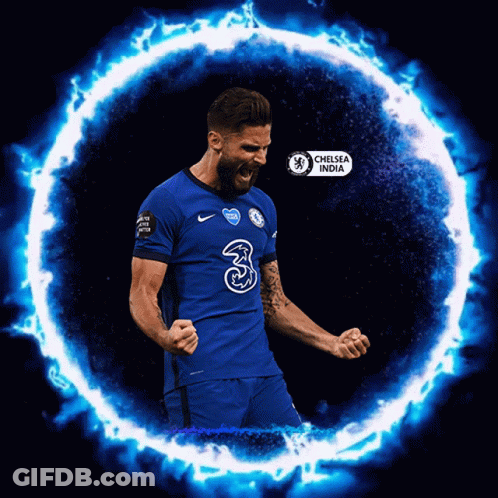 A Soccer Player In A Blue Jersey With The Number 3 On It GIF