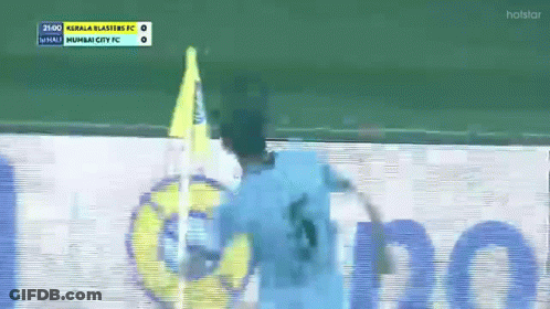 A Soccer Player In A Blue Jersey With The Number 6 On It GIF