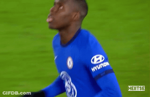 A Soccer Player In A Blue Jersey With The Word Heiitse On The Bottom GIF