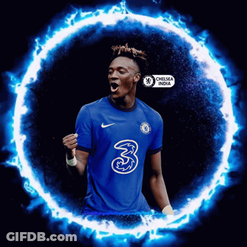 A Soccer Player In A Blue Shirt With The Number 3 On It GIF