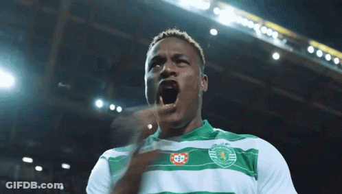 A Soccer Player In A Green And White Jersey With The Word Sporting Club On It GIF