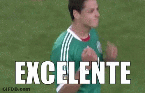 A Soccer Player In A Green Jersey Is Giving A Thumbs Up And The Word Excelente Is Above Him . GIF