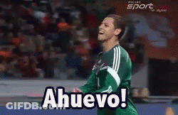 A Soccer Player In A Green Jersey Says Ahuevo On The Field GIF