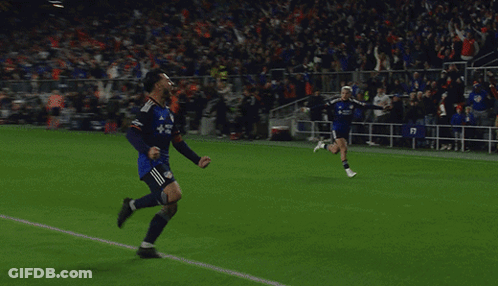 A Soccer Player In A Mercy Health Jersey Celebrates GIF