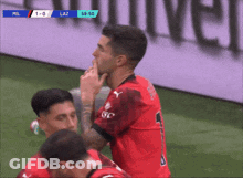 A Soccer Player In A Red Jersey With The Number 1 On It GIF