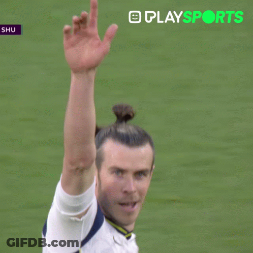 A Soccer Player In A White Shirt With A Star On It Is Being Sponsored By Playsports GIF