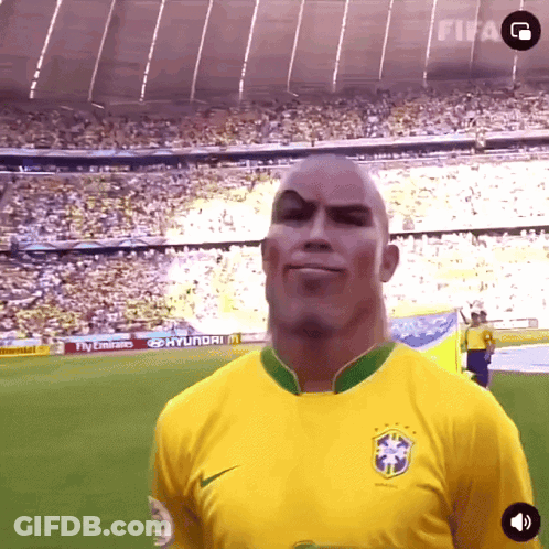 A Soccer Player In A Yellow Jersey With A Brazilian Flag On It GIF