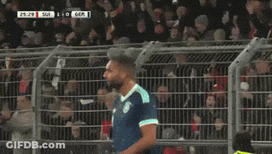 A Soccer Player Is Celebrating A Goal During A Game GIF
