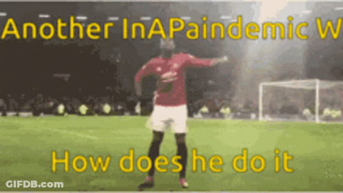 A Soccer Player Is Dancing On A Field With The Words Another In A Pandemic Written Above Him GIF