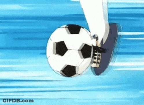 A Soccer Player Is Kicking A Soccer Ball In The Air . GIF