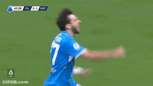 A Soccer Player Is Laying On The Field With The Scoreboard Showing A Goal GIF