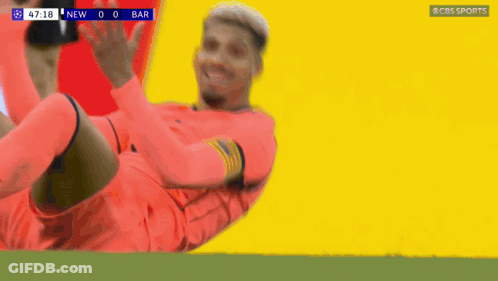A Soccer Player Is Laying On The Ground With A Score Of 0 To Bar GIF