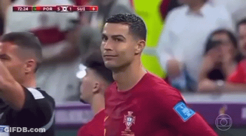 A Soccer Player Is Making A Funny Face During A Soccer Match . GIF