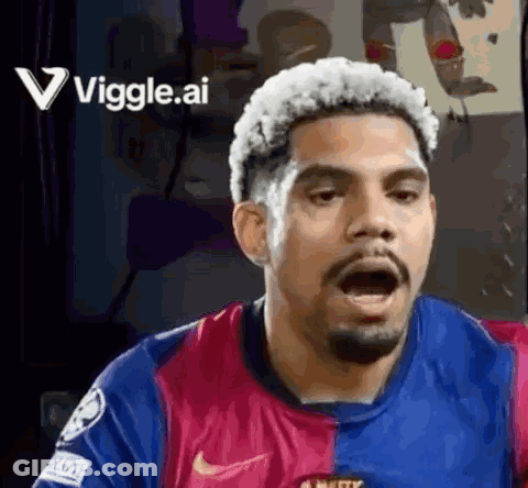 A Soccer Player Is Making A Funny Face With His Mouth Open While Wearing A Nike Jersey . GIF
