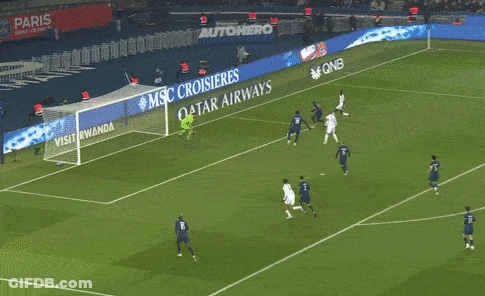 A Soccer Player Is Running On The Field In Front Of A Msc Cruise Sign GIF