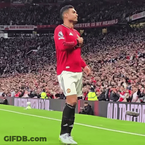 A Soccer Player Is Standing On The Field In Front Of A Crowd Of People . GIF
