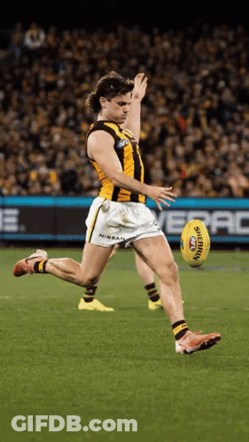 A Soccer Player Kicking A Ball That Says Tigers GIF
