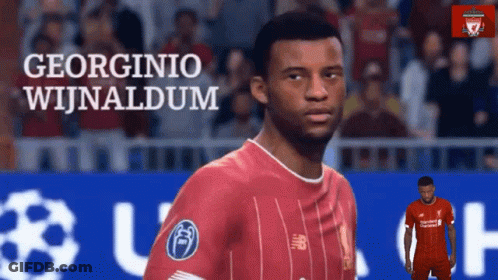 A Soccer Player Named Georginio Wijnaldum Is Standing In Front Of A Crowd GIF