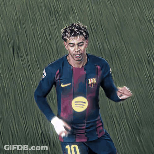 A Soccer Player Named Lamine Yamal Is Wearing A Number 10 Jersey GIF