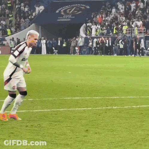 A Soccer Player On A Field With A Sign That Says ' Continental ' On It GIF