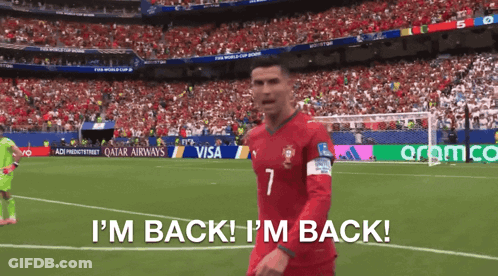 A Soccer Player Says I 'M Back I 'M Back In Front Of A Crowd GIF