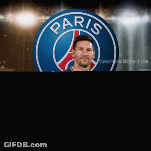 A Soccer Player Stands In Front Of A Logo For Paris GIF