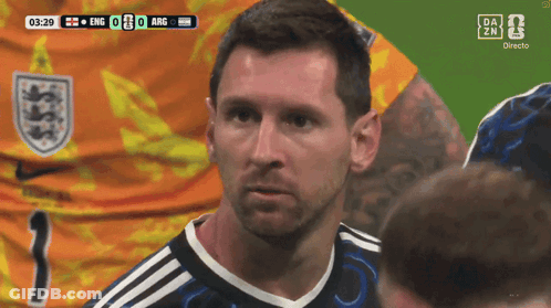 A Soccer Player Stands In Front Of A Scoreboard That Says England 0 Arg GIF