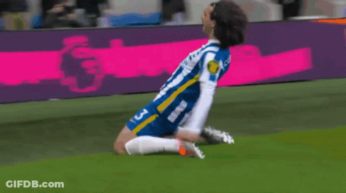 A Soccer Player Wearing A Blue And White Jersey With The Number 3 GIF