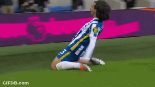 A Soccer Player Wearing A Blue And White Jersey With The Number 3 On It GIF